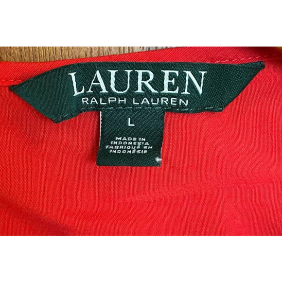 Lauren Ralph Lauren Red Top Laser Cut Bell Sleeves Large - Picture 5 of 8